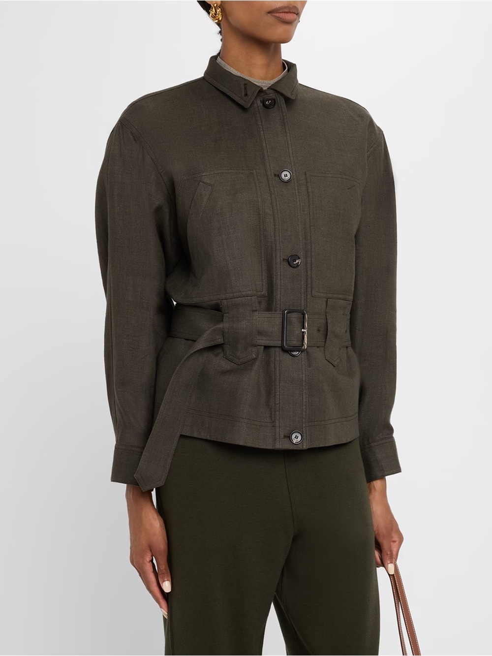 NEW Loro Piana Linen Utility Jacket for Women, Size XL